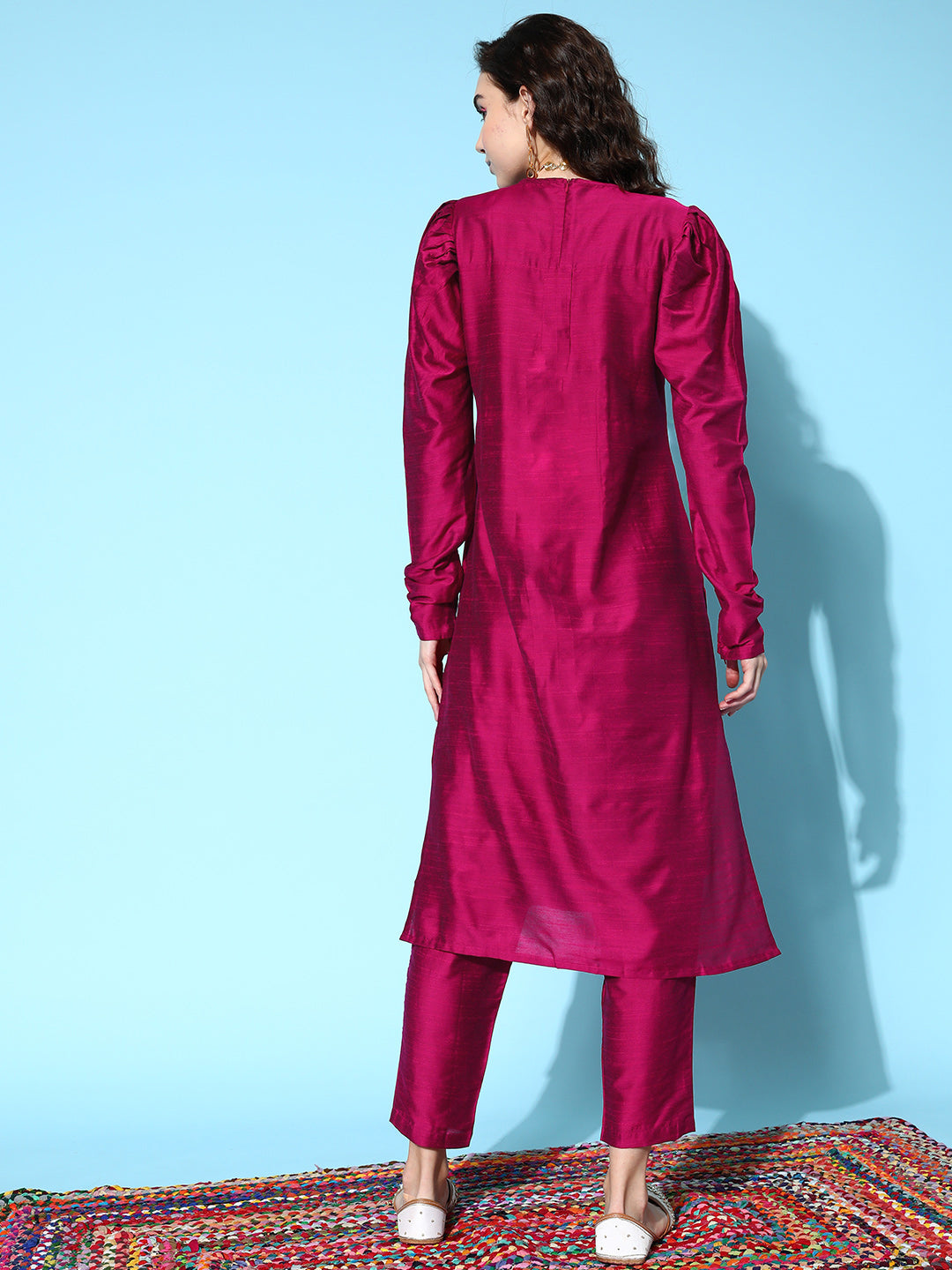 Burgundy Silk Kurta Set: Women's Indian Kurta Sets Online