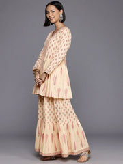 Ethnic Motifs Printed Pleated Pure Cotton Kurti with Sharara-AHTUSH-COMBO-744