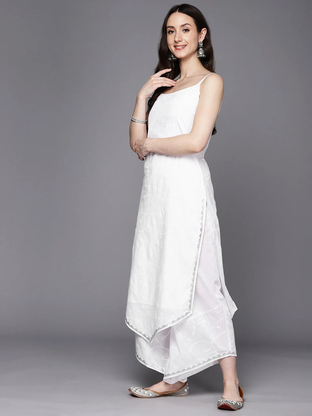 Floral Cotton Kurta Palazzo Set with Dupatta for Women