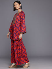 Floral Printed Pleated Kurti with Sharara-AHTUSH-COMBO-874