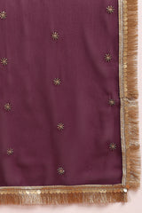 Wine Georgette Solid Embroidered Anarkali Kurta Set VKSET1520WIN