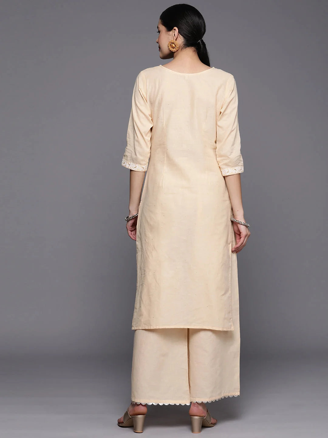 Brown Cotton Printed Kurta Palazzo Set | Palazzo Pants Set