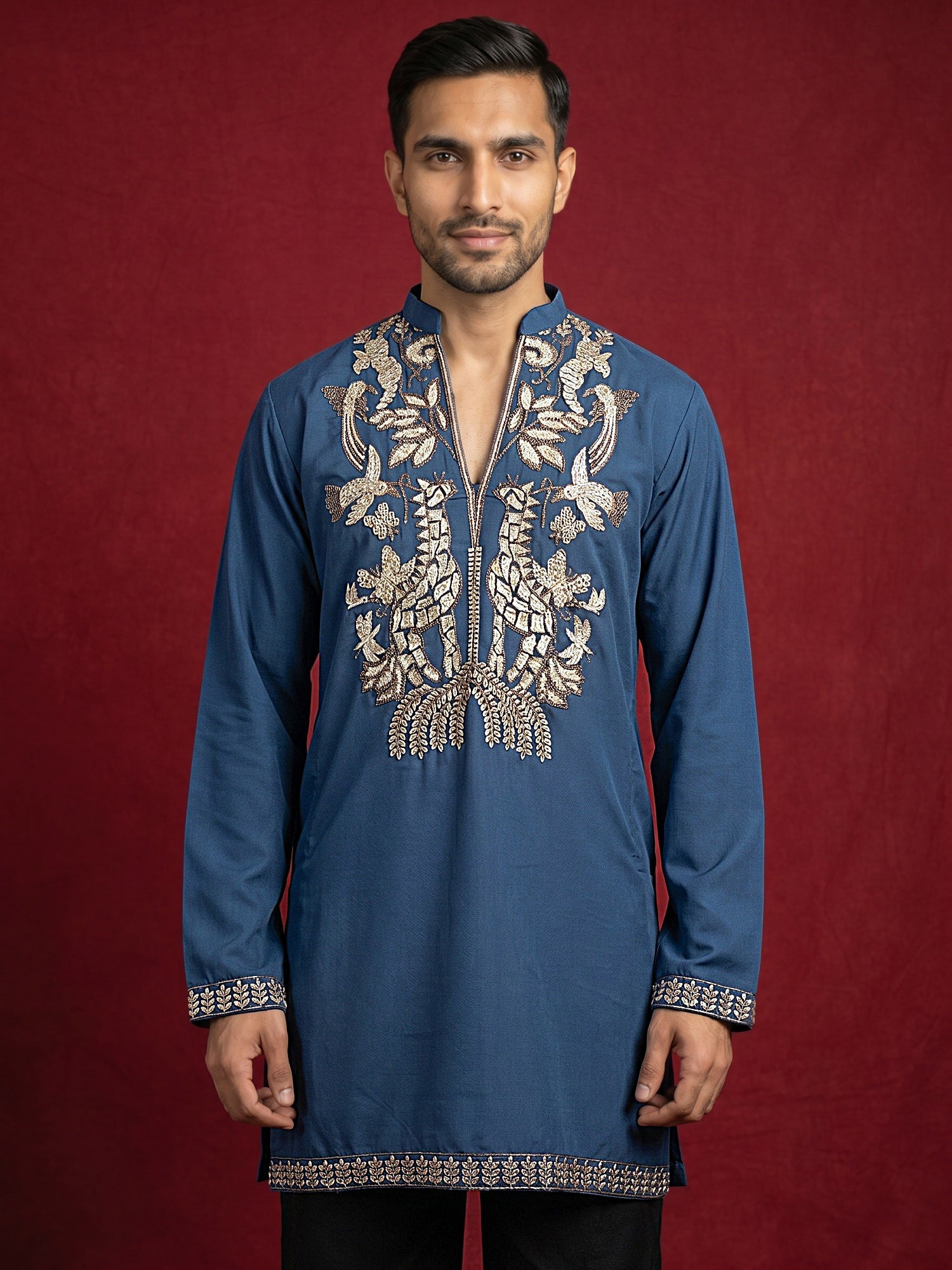 DesiQlo Men Embroidered Kurta Pyjama Set - Multicolor