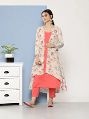 Pink Floral Gotta Patti Kurta with Trousers-AHKUPNJK-COMBO-625-ICH