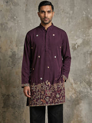 Japanese Fabric Embroidered Kurta ( 65KO 5597Purple ) [FF] [A-1-2-3-4]