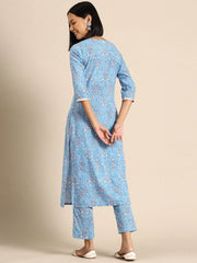 Kurta Pyajama with gota work in Light Blue Print