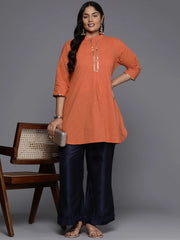 Mandarin Collar Printed Pure Cotton Tunic-AP-AHTUCOPG-8176