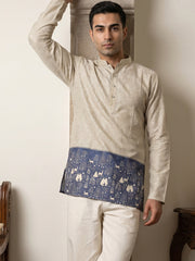 Men's Cotton Blend Printed Kurta ( 65KO 5591Beige ) [FF] [P-2]