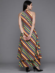 Women Striped High Slit Kurta with Palazzos-AHTUPZ-COMBO-784