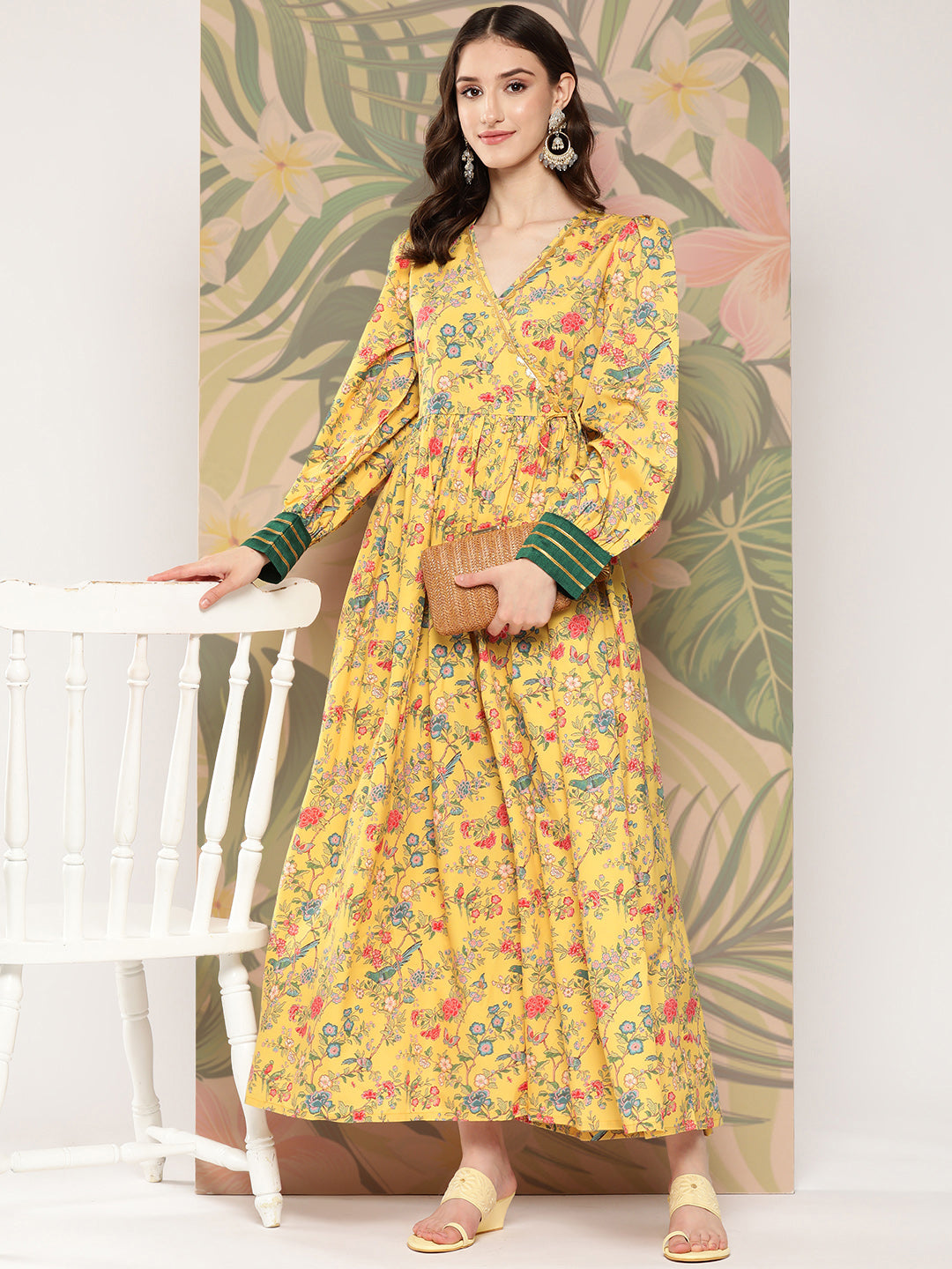 Yellow Floral Tie-Up Dress - Shop Indian Cotton Dresses