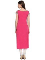 Pink Chanderi Foil Printed Kurta-AHKUCRDF-403