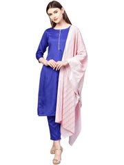 Royal Blue Poly Silk Solid Salwar Suit with Dupatta-AHKUDUPN-Combo-122