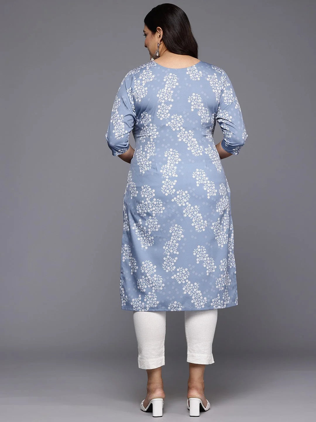 Floral Sequinned Crepe Indian Kurtis - Plus Size Kurta