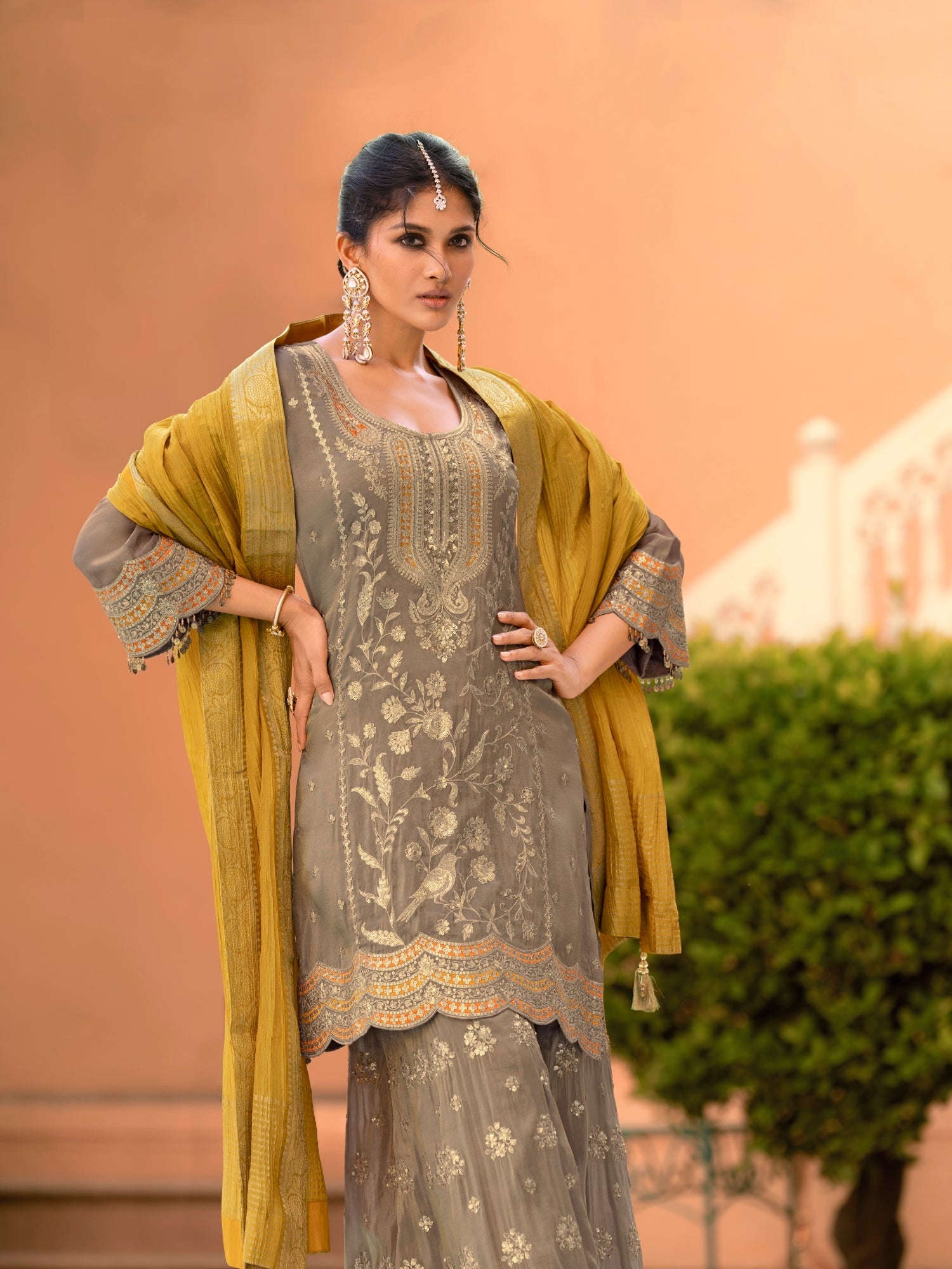 Viscose Shimmer Embroidered Sharara Set - Pack of 3 Designs | DesiQlo