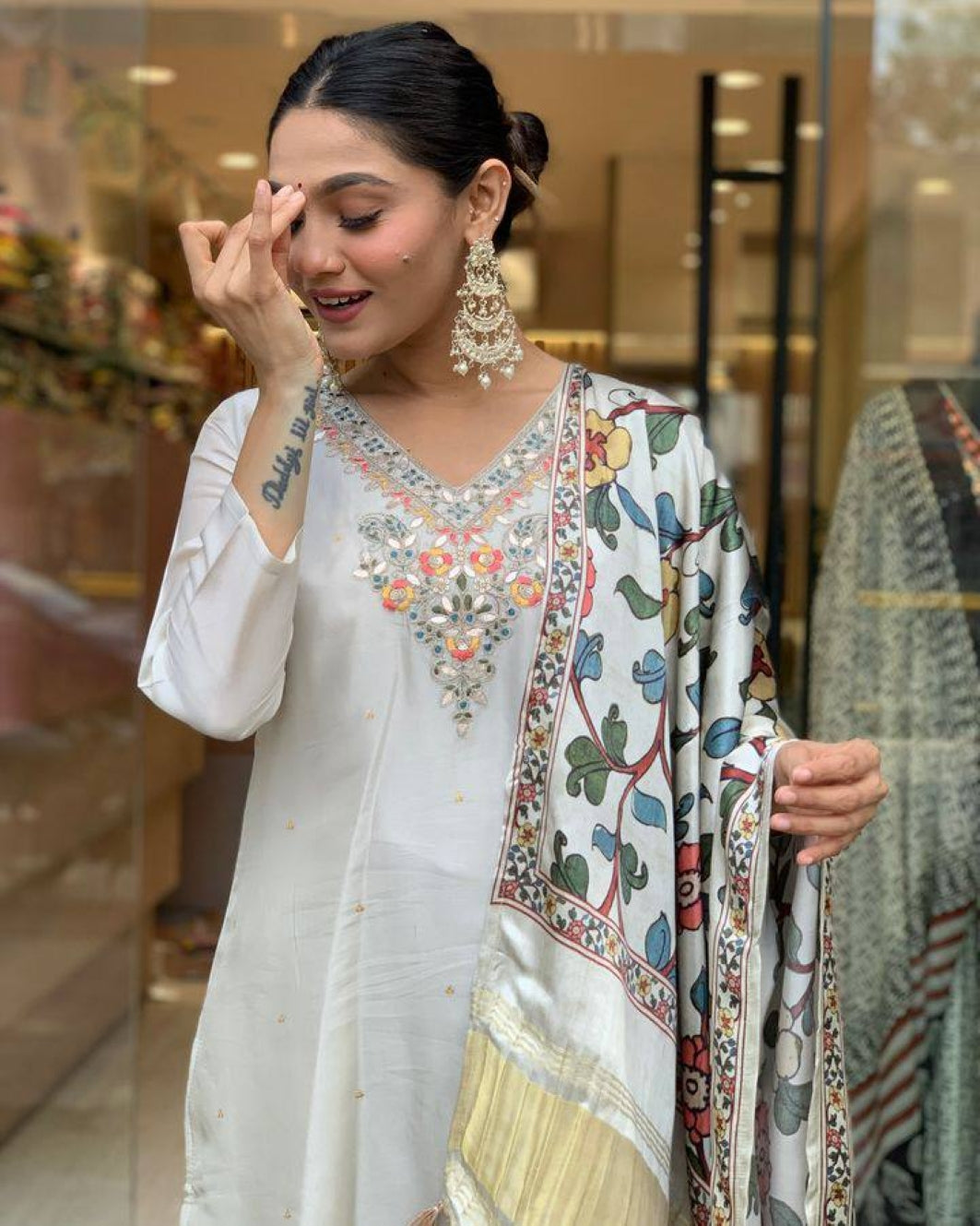Viscose Kurta Set for Women - Off White | MLWSHKS8890OFW