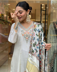 Viscose Kurta Set for Women - Off White | MLWSHKS8890OFW