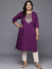 Plus Size Ethnic Motifs Printed Crepe Kurta-AP-AHKUCRGPGL-1138