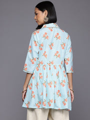 Floral Printed Square Neck Tunic-AHTUCNDP-8179
