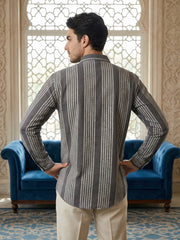 Stripe Pattern Cotton Blend Ethnic Kurta ( 65KO 5482Grey S ) [FF] [K-13]