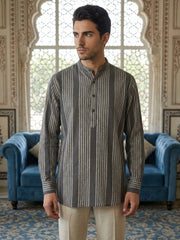 Stripe Pattern Cotton Blend Ethnic Kurta ( 65KO 5482Grey S ) [FF] [K-13]