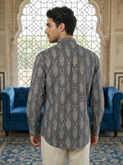 Stylish All-Over Print Casual Ethnic Short Kurta ( 65KO 5483Grey S ) [FF] [A-1-4]
