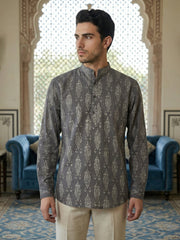 Stylish All-Over Print Casual Ethnic Short Kurta ( 65KO 5483Grey S ) [FF] [A-1-4]