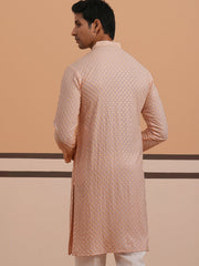 Viscose Rayon Traditional Embroidered Kurta ( 65KO 5330 Peach ) [FF] [1-1-9]