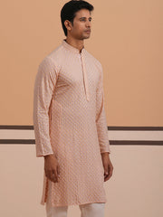 Viscose Rayon Traditional Embroidered Kurta ( 65KO 5330 Peach ) [FF] [1-1-9]
