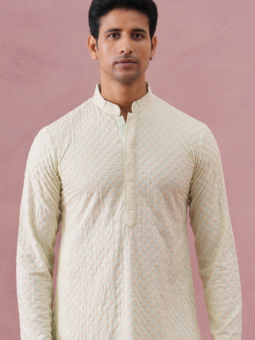 Viscose Rayon Traditional Embroidered Kurta ( 65KO 5330 Pista ) [FF] [1-1-9]
