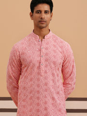Sequin-Embellished Rayon Embroidered Kurta ( 65KO 5331 Peach ) [FF] [O-6]