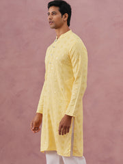 Sequin-Embellished Rayon Embroidered Kurta (65KO 5331 Yellow ) [FF] [O-6]