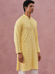 Sequin-Embellished Rayon Embroidered Kurta (65KO 5331 Yellow ) [FF] [O-6]