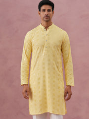 Sequin-Embellished Rayon Embroidered Kurta (65KO 5331 Yellow ) [FF] [O-6]