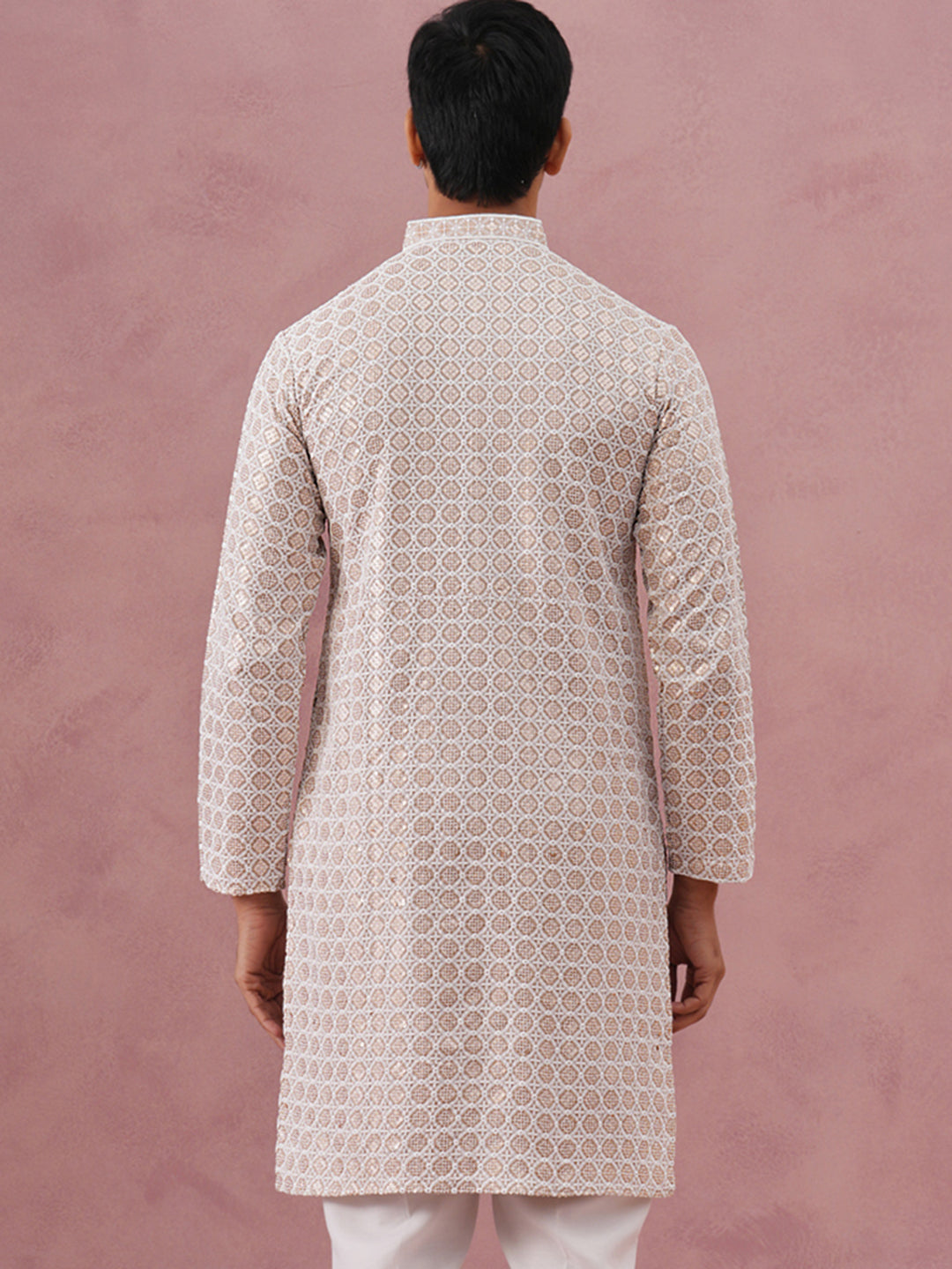 DesiQlo Men Embroidered Kurta Only - Beige - 65KO_5332Beige_S