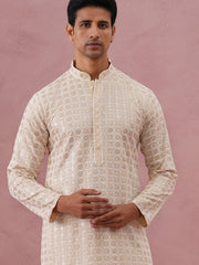 Men’s Rayon Sequin Embroidered Kurta (65KO 5332 Yellow ) [FF] [E-8-7]