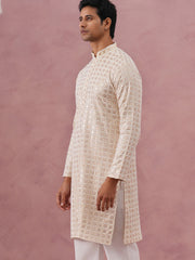 Men’s Rayon Sequin Embroidered Kurta (65KO 5332 Yellow ) [FF] [E-8-7]