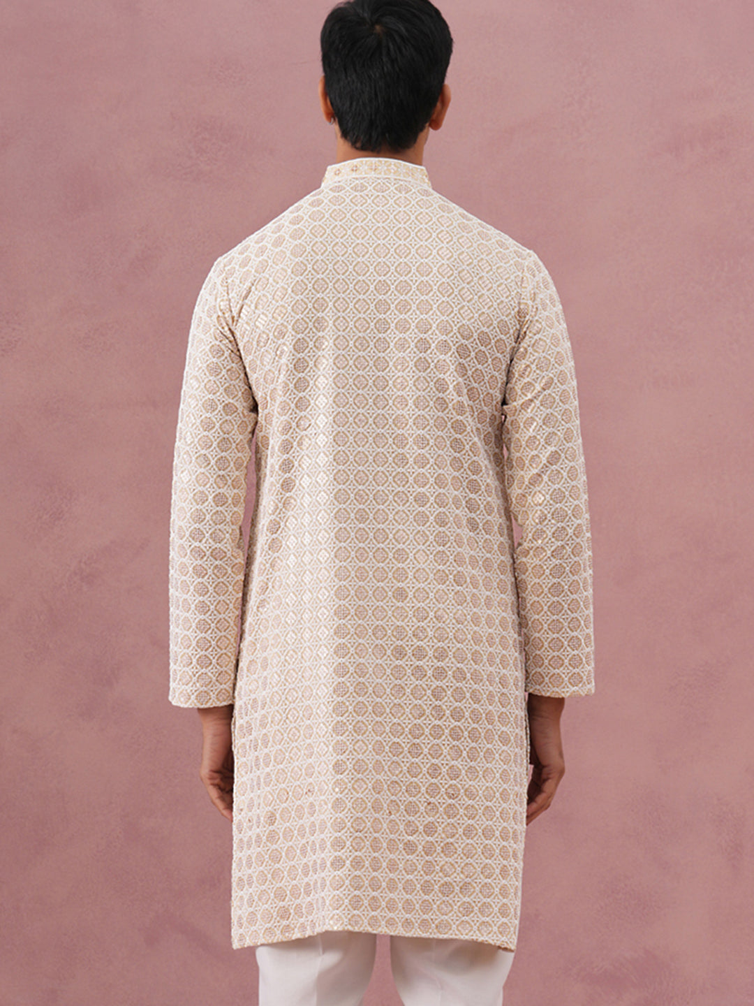 DesiQlo Men Embroidered Kurta Only - Yellow - 65KO_5332Yellow_S