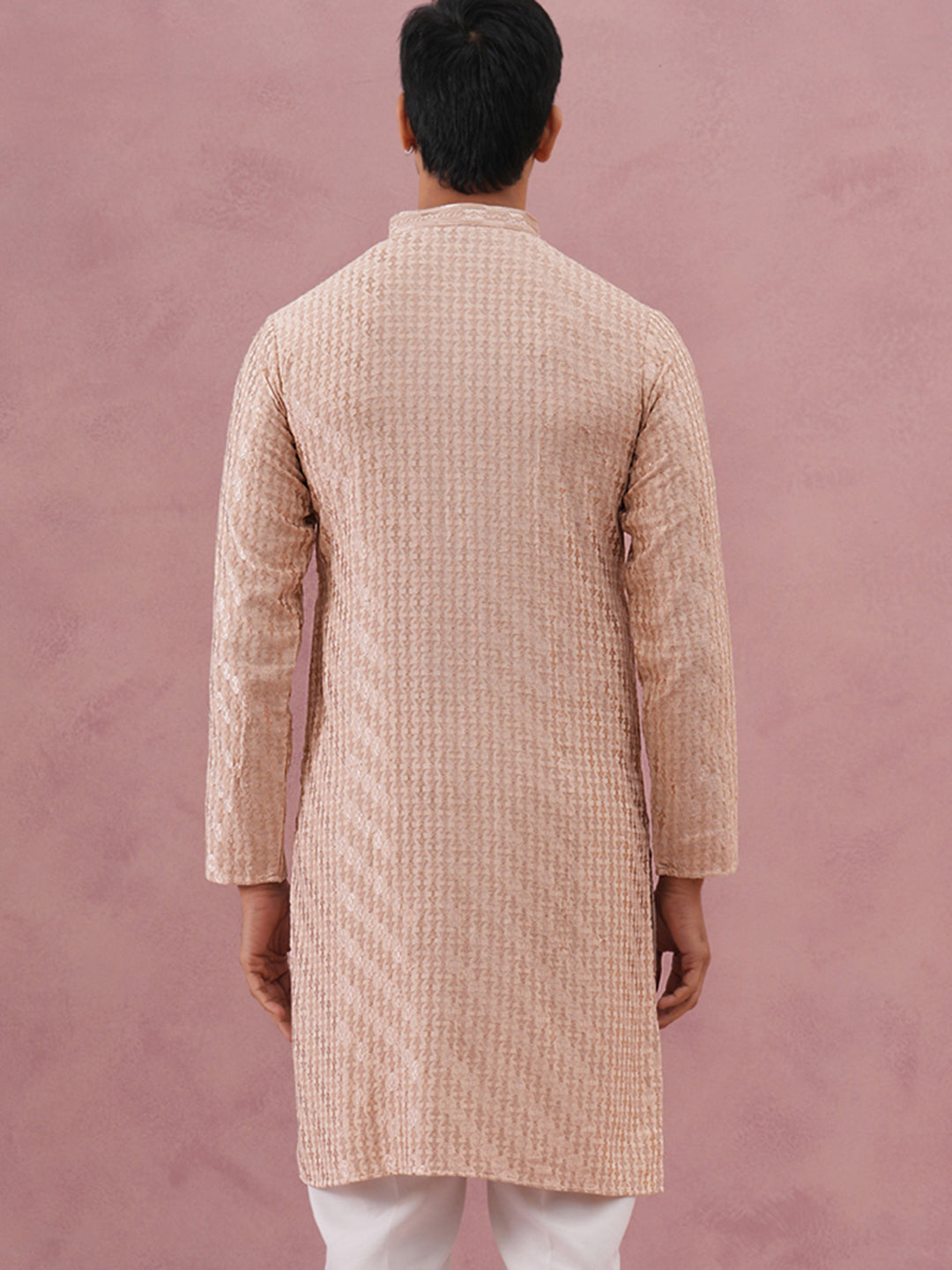 DesiQlo Men Embroidered Kurta Only - Beige - 65KO_5333Beige_S