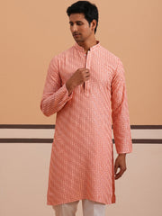 Rayon Embroidered Kurta for Men ( 65KO 5333 Peach ) [FF] [Q-18]