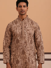 Men’s Ethnic Embroidered Kurta (65KO 5339 Brown ) [FF] [P-12]