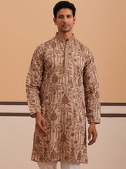 Men’s Ethnic Embroidered Kurta (65KO 5339 Brown ) [FF] [P-12]