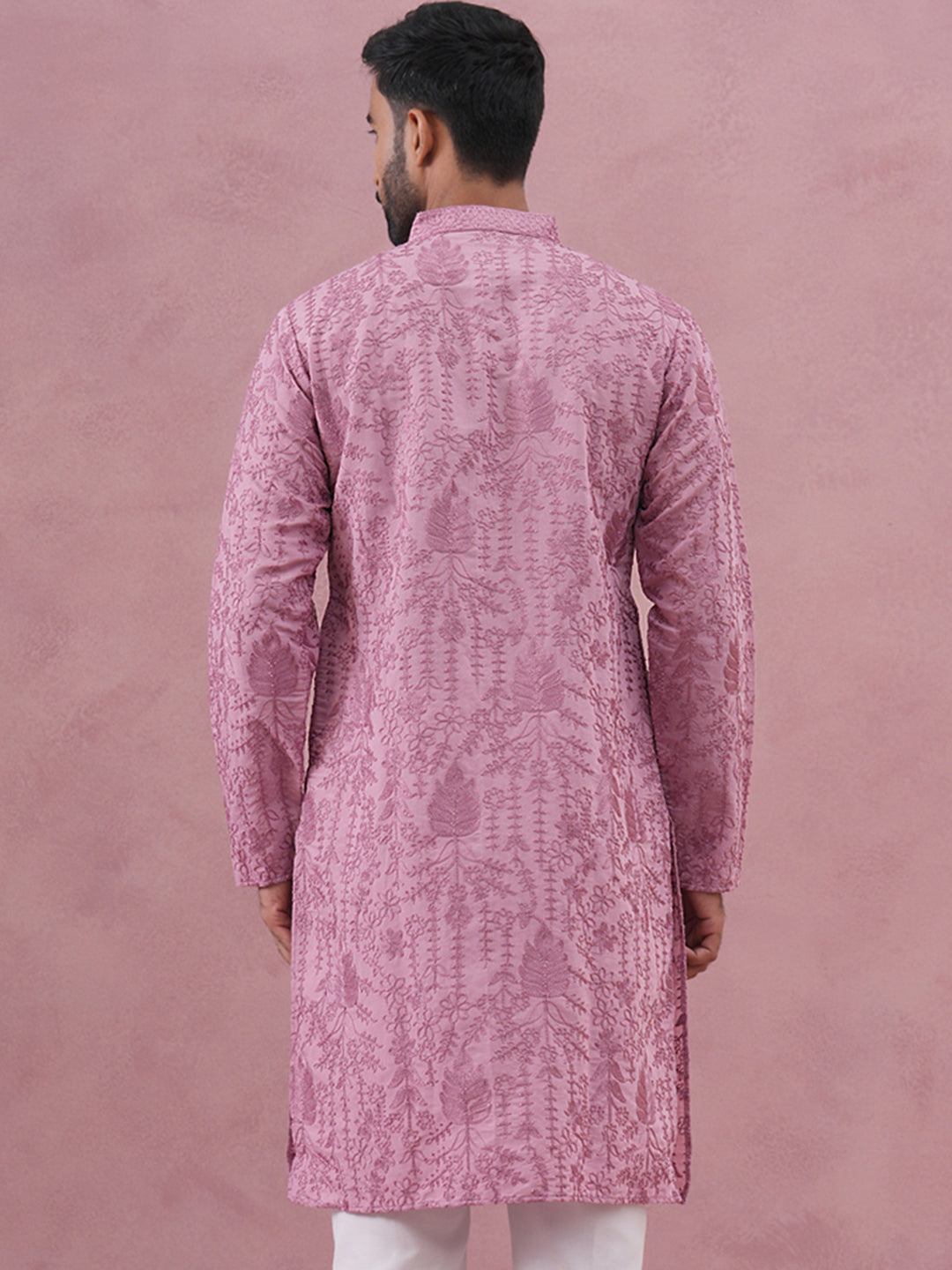 DesiQlo Men Embroidered Kurta Only - Purple - 65KO_5339Lavender_S