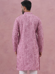 Men’s Ethnic Embroidered Kurta ( 65KO 5339 Lavender ) [FF] [P-12]