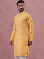 Men’s Ethnic Embroidered Kurta (65KO 5339 Yellow ) [FF] [P-12]