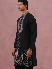 Men Ethnic Embroidered Kurta (65KO 5342 Black ) [FF] [B-1-2]