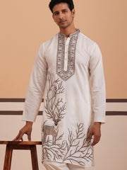 Men Ethnic Embroidered Kurta (65KO 5342 White ) [FF] [B-1-2]