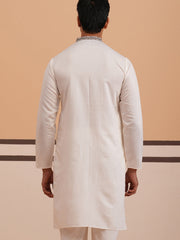 Men Ethnic Embroidered Kurta (65KO 5342 White ) [FF] [B-1-2]