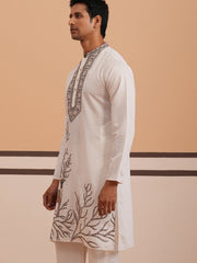 Men Ethnic Embroidered Kurta (65KO 5342 White ) [FF] [B-1-2]