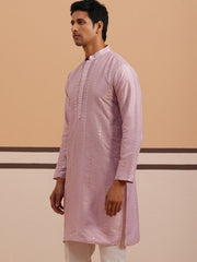Traditional Silk-Blend Lavender Kurta for Men ( 65KO 5343 Lavender ) [FF] [B-1-2]