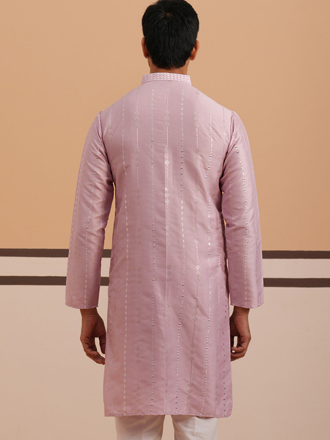 DesiQlo Men Embroidered Kurta Only - Purple - 65KO_5343Lavender_S